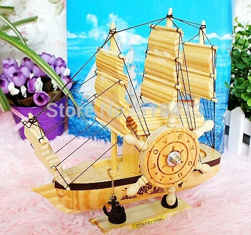 Pirate Ship Wooden Sailing Boat Furnishing Articles Music Household Decoration Smooth Boyfriend Gift Box Educational Student