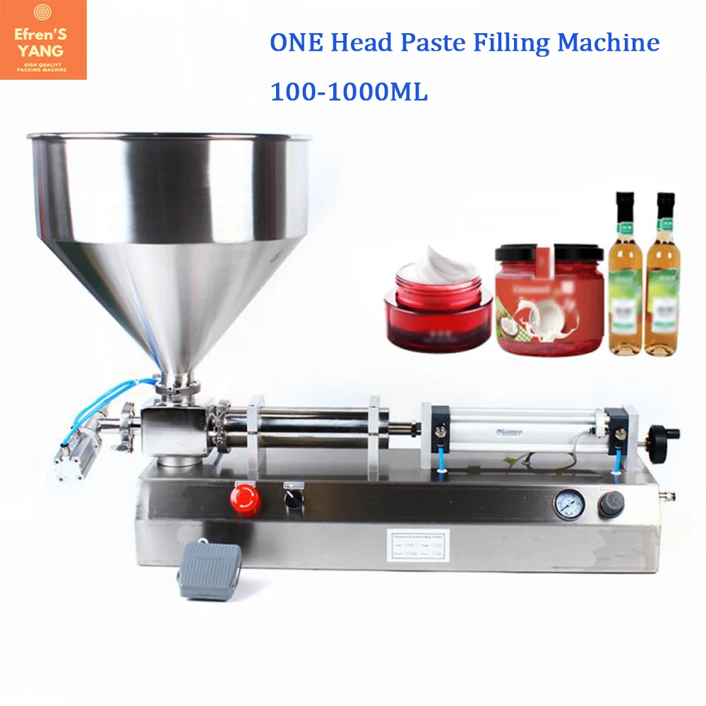 

Single Head 100-1000ML Shampoo Lotion Cream Honey Juice Sauce Jam Gel Filler Paste Filling Machine, Pneumatic Piston Filler