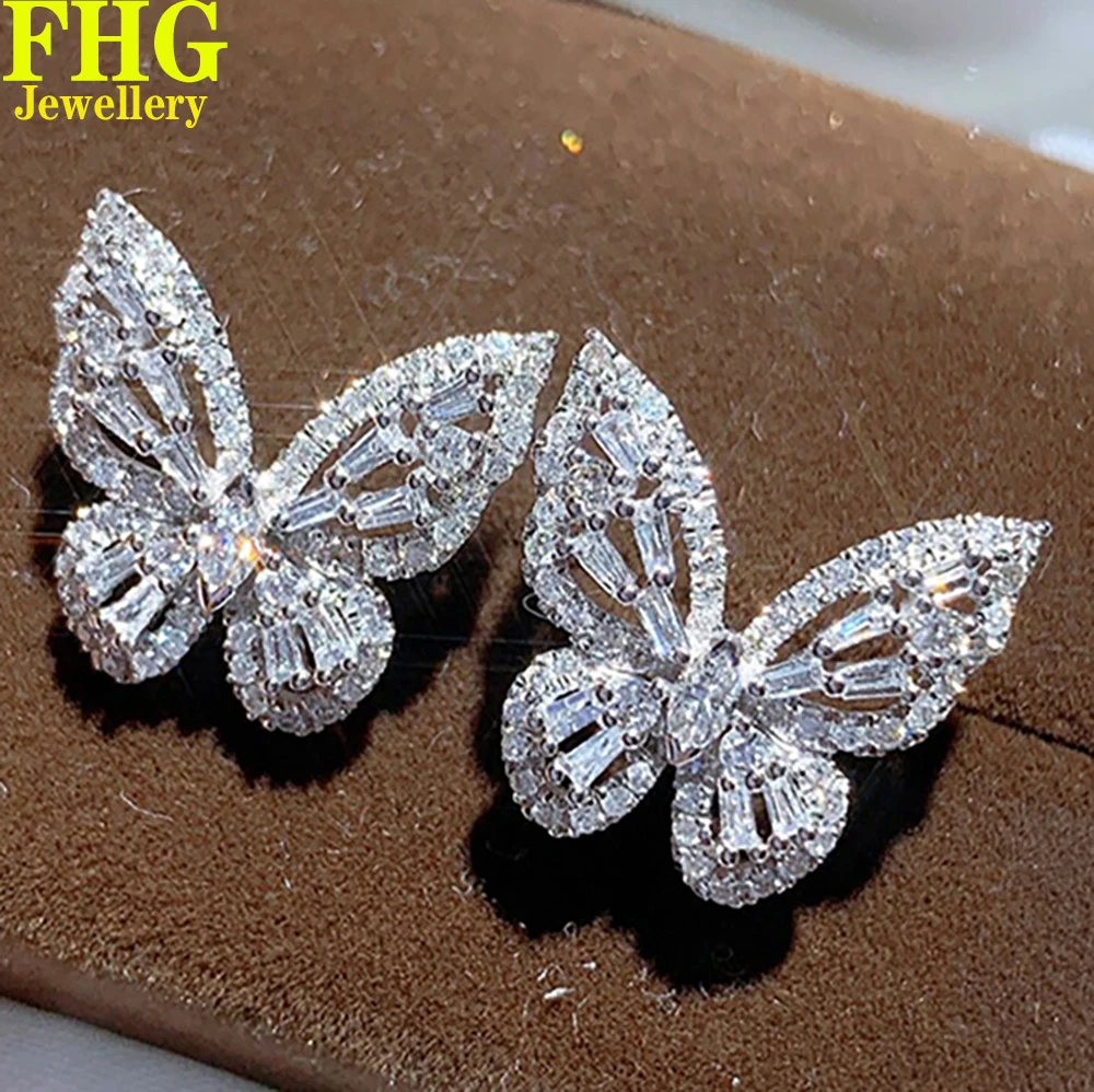 

18k Au750 White Gold Earrings Natural diamond0.64Carat Butterfly Earring Wedding Party Engagement Anniversary Fashion Elegant