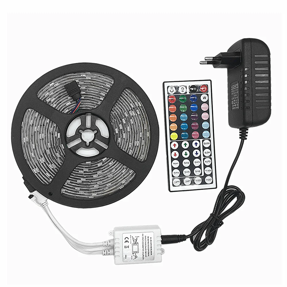 

LED Strip Light RGB 5050 SMD 2835 Flexible Ribbon fita led light strip RGB 5M 10M 15M Tape Diode DC 12V+ Remote Control +Adapter