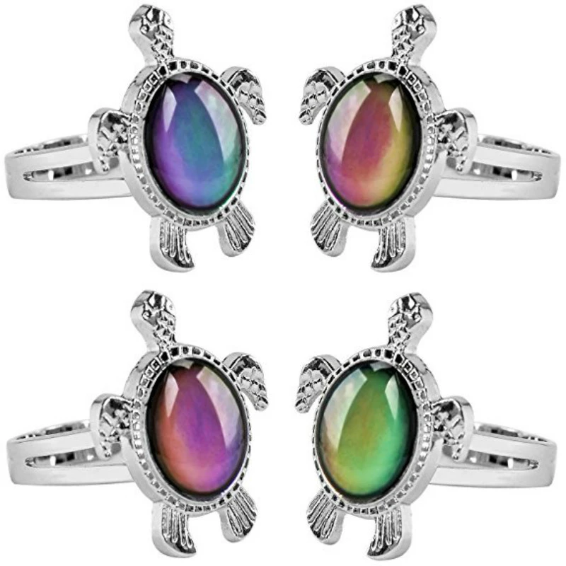 Trendy Tortoise Mood Ring Color Change Mood Ring Adjustable Emotion Feeling Changeable Temperature Ring 1PC Dropshipping Gift