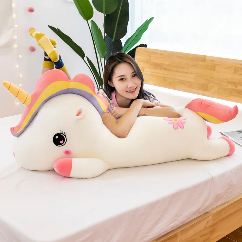 Giant Rainbow Unicorn Plush Toy Soft Stuffed Cartoon Unicorn Dolls Animal Horse High Quality Super Soft Gift For Children Girl