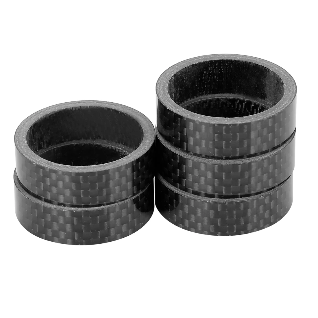 X Autohaux 5pcs/lot Carbon Fiber Bicycle Headset Spacer Fit 1 1/8 Inch 28.6mm Stem Spacer for MTB Road Bike 1/2/3/5/10/15mm