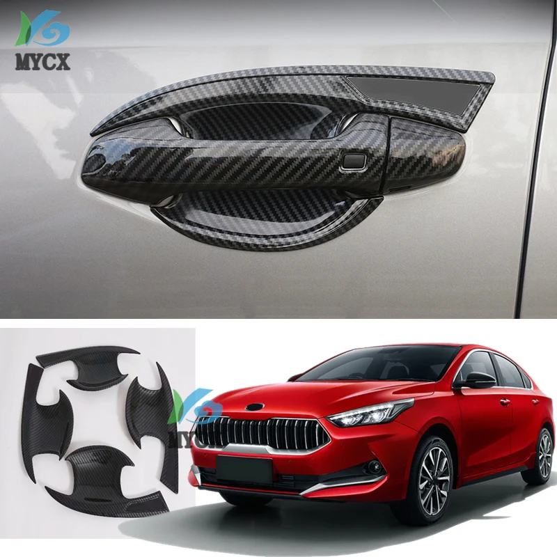 Carbon fiber Car External Outer Door Handle Catch Cover Door Bowl Protection Trim Sticker For Kia Cerato New generation K3 2019