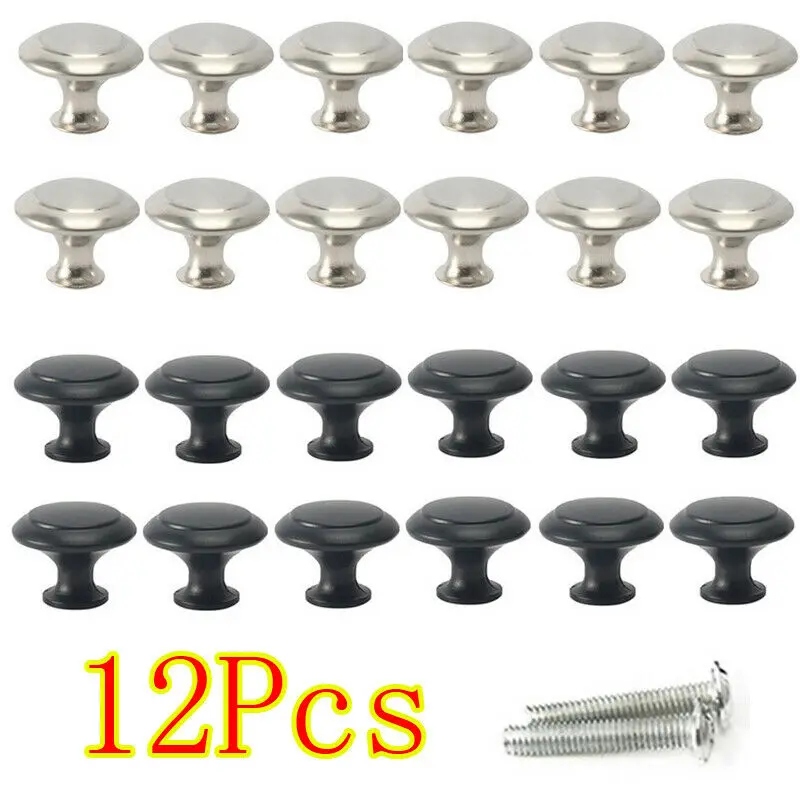 12 Pcs Door Knob Cabinet Handles Stainless Steel Drawer Hand Pulls Knob Round Shaped Replacement Furniture DIY Door Hardware