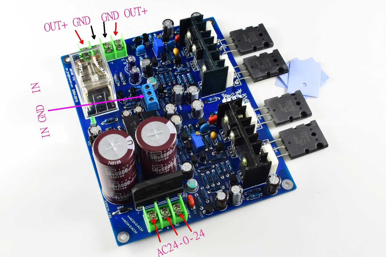 LJM MX100 A1943 TTC5200 Dual Channel Integrated AMP Amplifier Board w/Power Supply and Speaker Protection Board