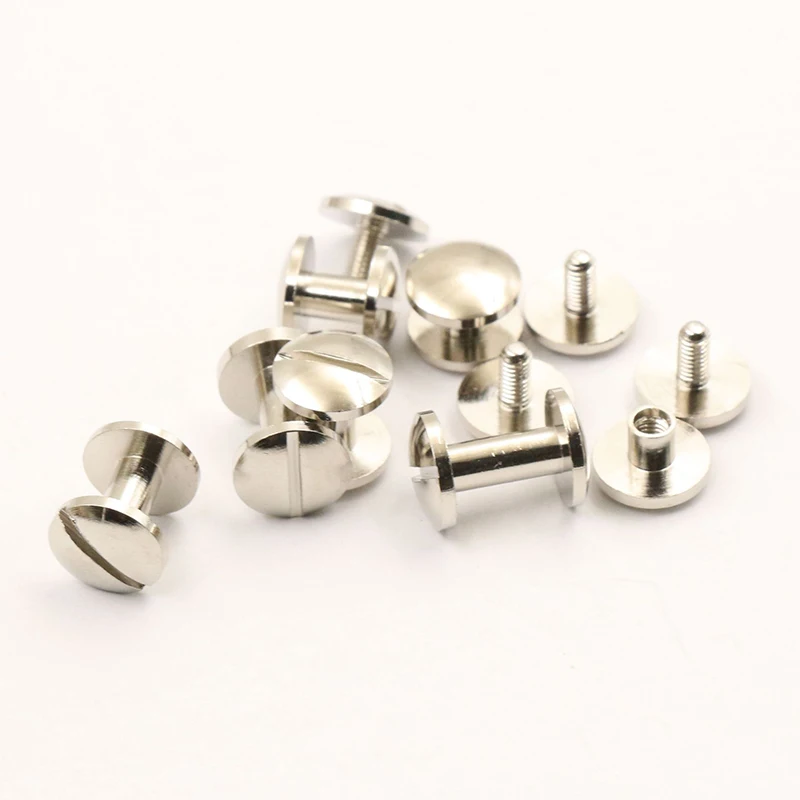 10sets Brass Binding Chicago Screws Nail Studs Rivets Plating Sliverfor Photo Album Leather Craft Belt Wallet Fasteners