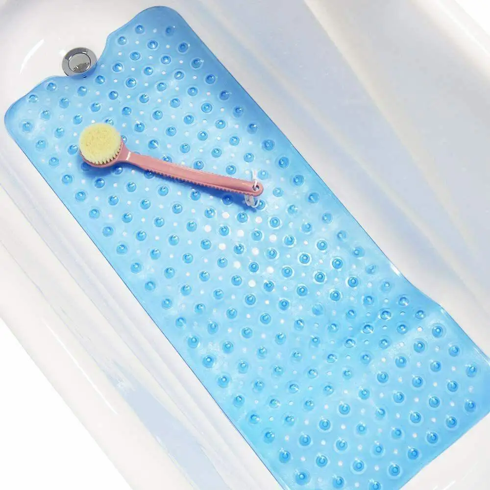 

Extra Long Anti Slip Bath Tub Mat Bathroom Shower Mat Blue Antibacterial Machine Washable for Bathroom,Kids Toddler Senior