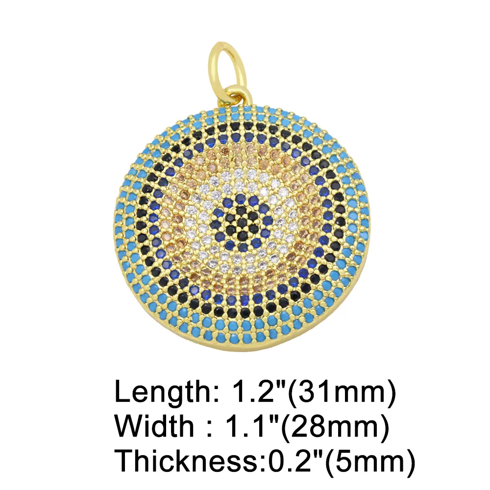 OCESRIO Copper Big Evil Eye Medallion Pendant for Jewelry Making Zirconia Gold Plated Jewellery Crafts Wholesale pdta523