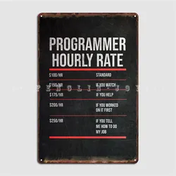 Programmer Hourly Rate Metal Sign Wall Mural Wall Funny Wall Decor Tin Sign Poster