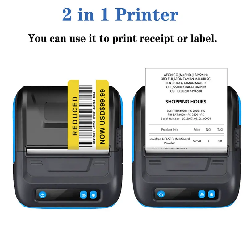 HBAPOS Thermal Receipt Printer 80mm Sticker Lable Maker Barcode USB Bluetooth for Office Shop Express Ticket