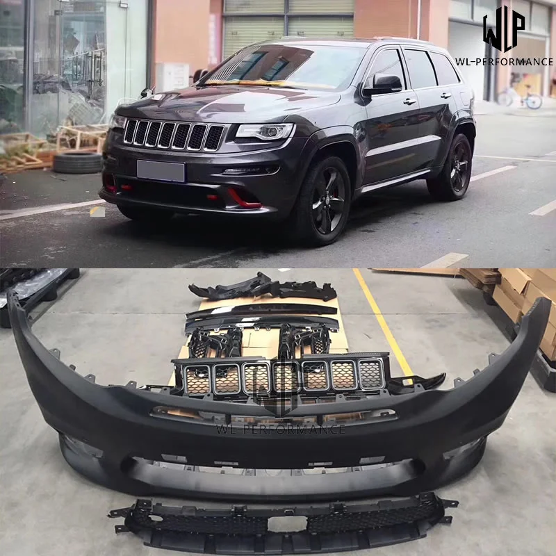 Srt8 Style High Quality Pp Unpainted Front Rear Bumper Side Skirts Wheel Eyebrow for Jeep Grand Cherokee Car Body Kit 