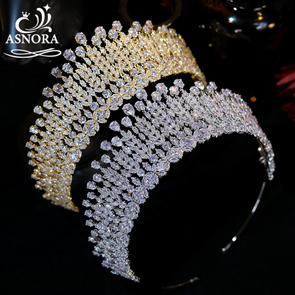 

Shiny CZ Headdress ASNORA Bride Crowns Wedding Hair Accessories 16-Year-Old Adult Gift Princess Crown, Party Tiaras A01045