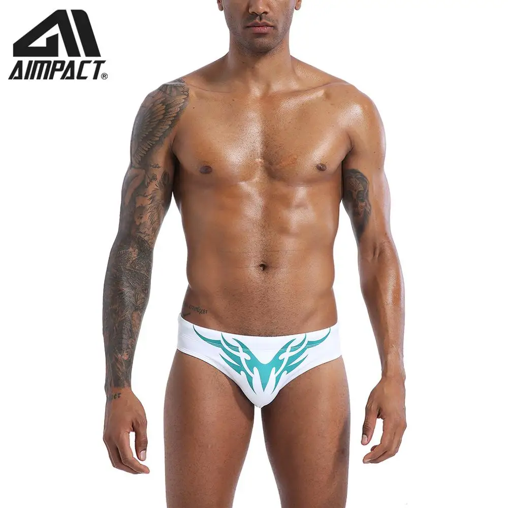 

Mens Swim Briefs Drawstring Cup Swimming Low Waist Mens Quick Dry Print Bikini Underwear Surf Swimwear Briefs By AIMPACT