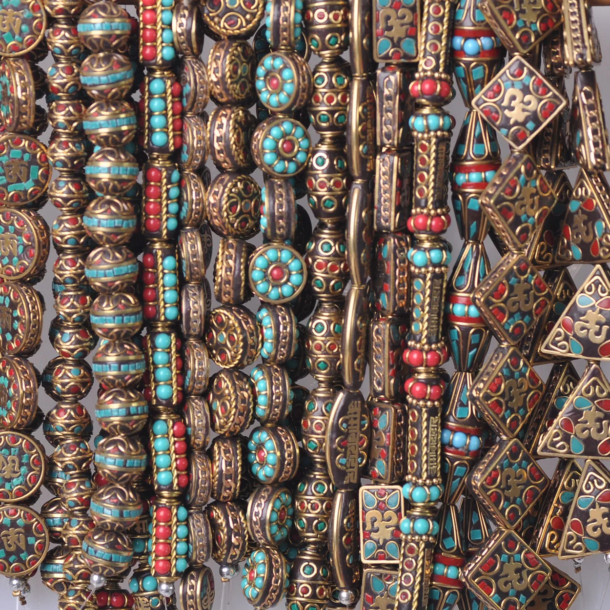 Handmade Nepalese Buddhist Tibetan Brass Metal & Clay Loose Craft Beads for Necklace Jewelry Making DIY - Image 3
