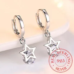 925 Sterling Silber Kristall Stern Charm Ohr stecker für Frauen Grils Kinder Hochzeits geschenk weibliche Pen dientes Mujer Moda