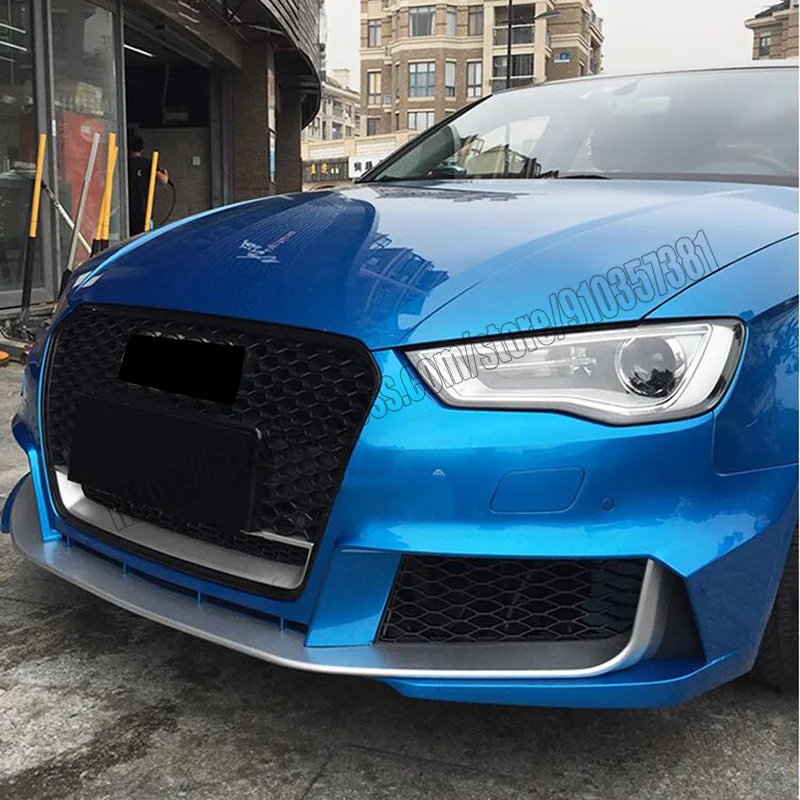 Front Grill Honeycomb Grille For Audi A3 S3 8V 2013 2014 2015 2016 RS3 Style Silver Black 13 14 15