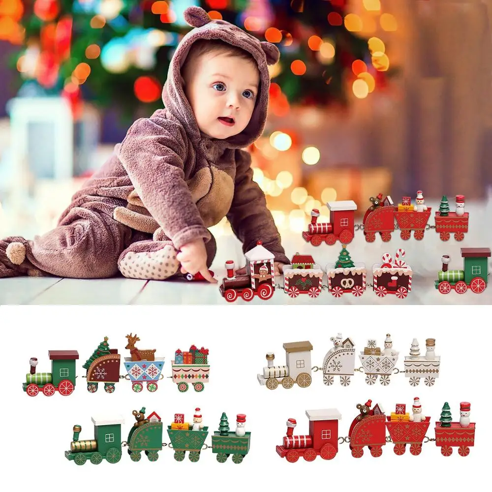 Wooden/Plastic Christmas Train 2022 Christmas Decorations For Home Xmas Navidad Noel Gifts Christmas Ornament New Year 2023