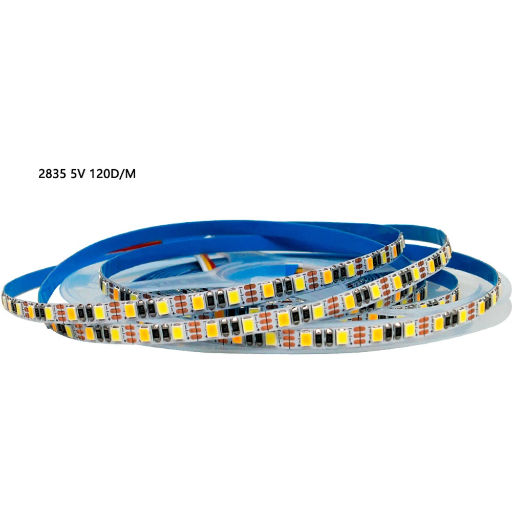 5M 5V 12V 24V 2835 CCT LED Strip Light Warm White+Cool White CCT Color Temperature Adjustable Flexible LED Tape Ribbon