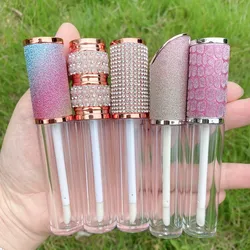 Tubes vides pour brillant à lèvres en diamant, avec perles en strass, contenants transparents, bouteille de remplissage, emballage cosmétique arc-en-ciel, 10/30/50 pièces