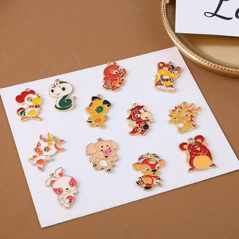 60pcs/lot 12 Zodiac signs pendant alloy enamel charm DIY accessories of necklace bracelet headdress handmade earring fitting