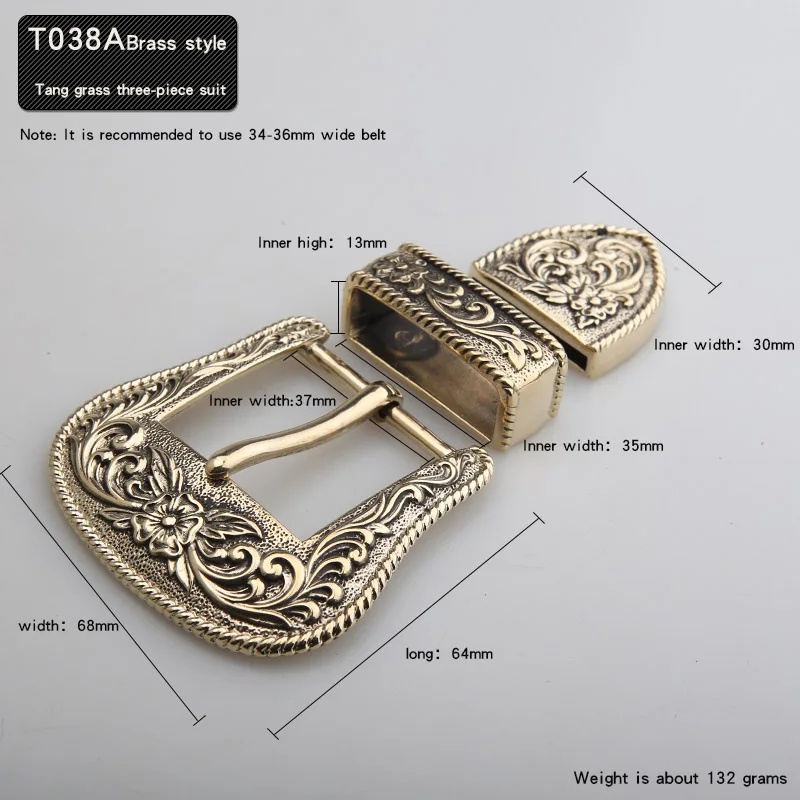 Style Silver Plated Metal Belt Buckle Men\'s Vintage Embossed Three Piece Pin Buckles DIY Leather Craft Buckle 3pcs/set