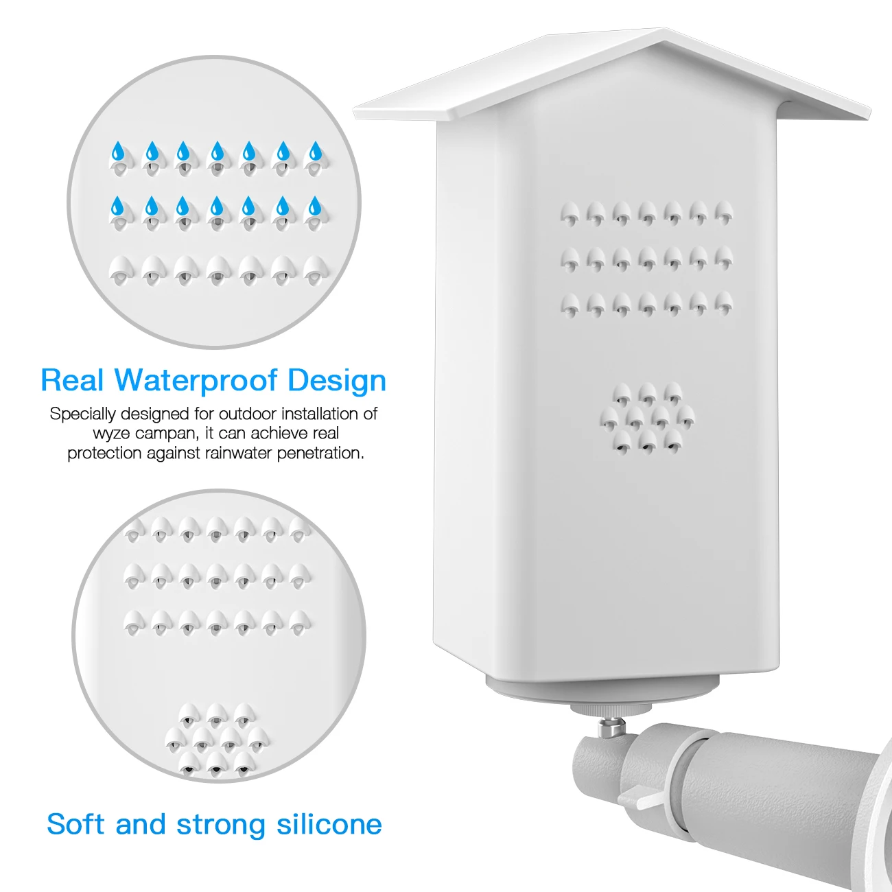 Staffa di montaggio a parete regolabile a 360 ° per Wyze Cam Pan V2 con copertura protettiva in silicone resistente alle intemperie