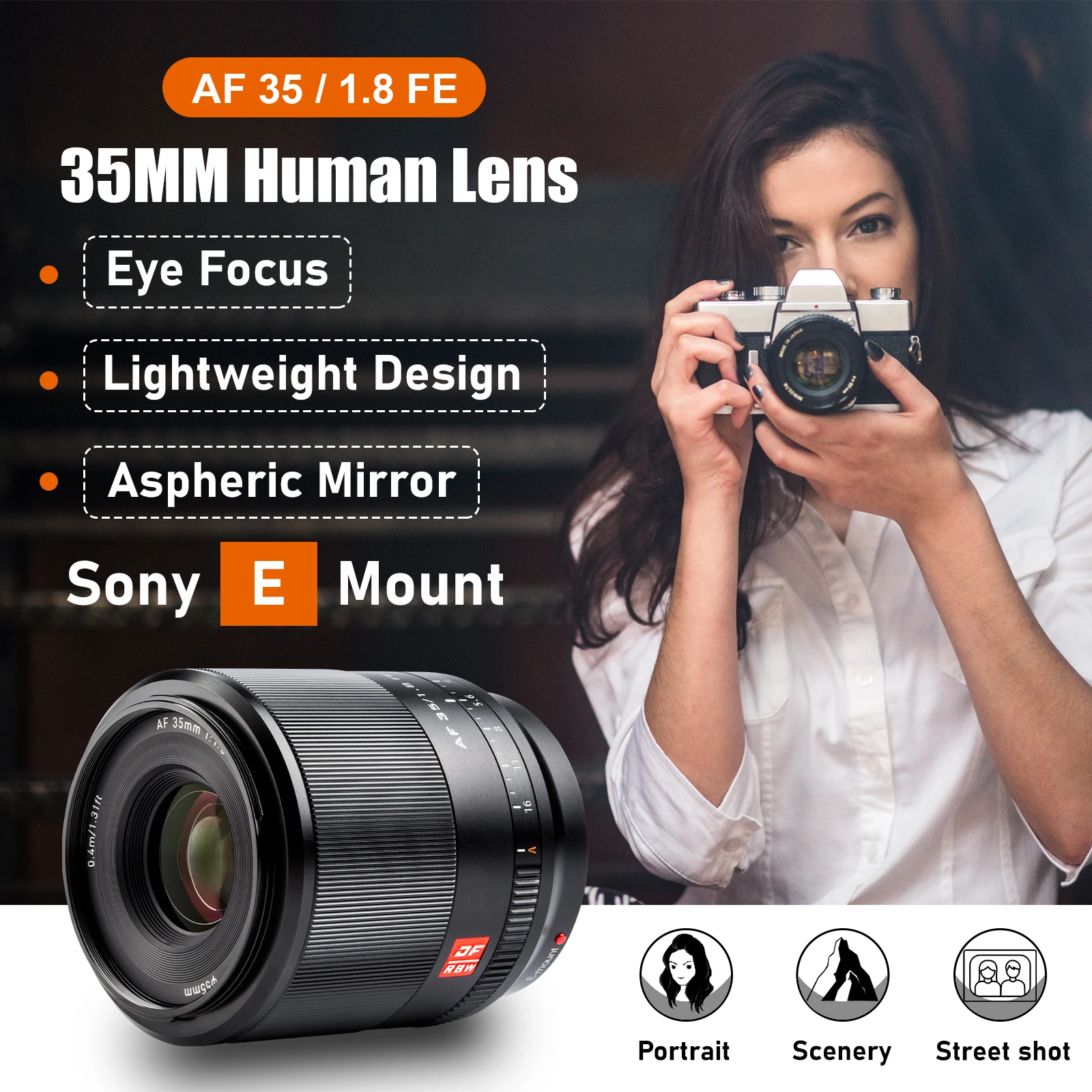 VILTROX 85mm 50mm 35mm 24mm F1.8 II for STM E Full Frame Auto focus Portrait Lens Sony E mount Sony Lens A6000 A6400 Camera Lens