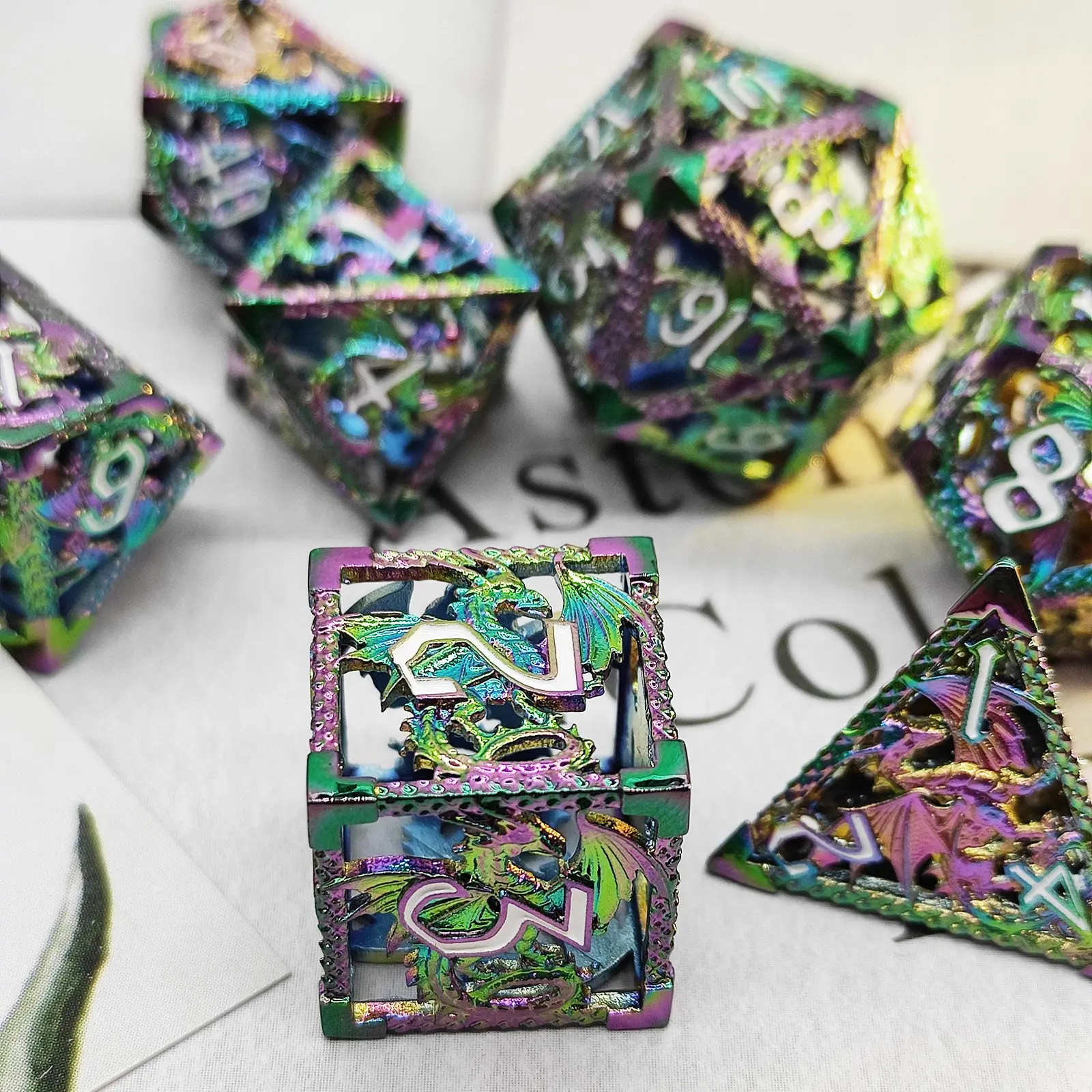 Metal Hollow DND Dice Set Board Games Dungeons Dragons D20 Polyhedral RPG  D6 D&D COC Table Game Dice  Accessories Gift