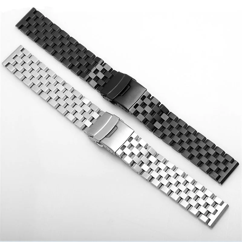 18mm 20mm 22mm 24mm 26mm Stainless Steel Watch Band Silver Black Metal Watch Strap Women Men Wrist Bracelet Watchband with Tool