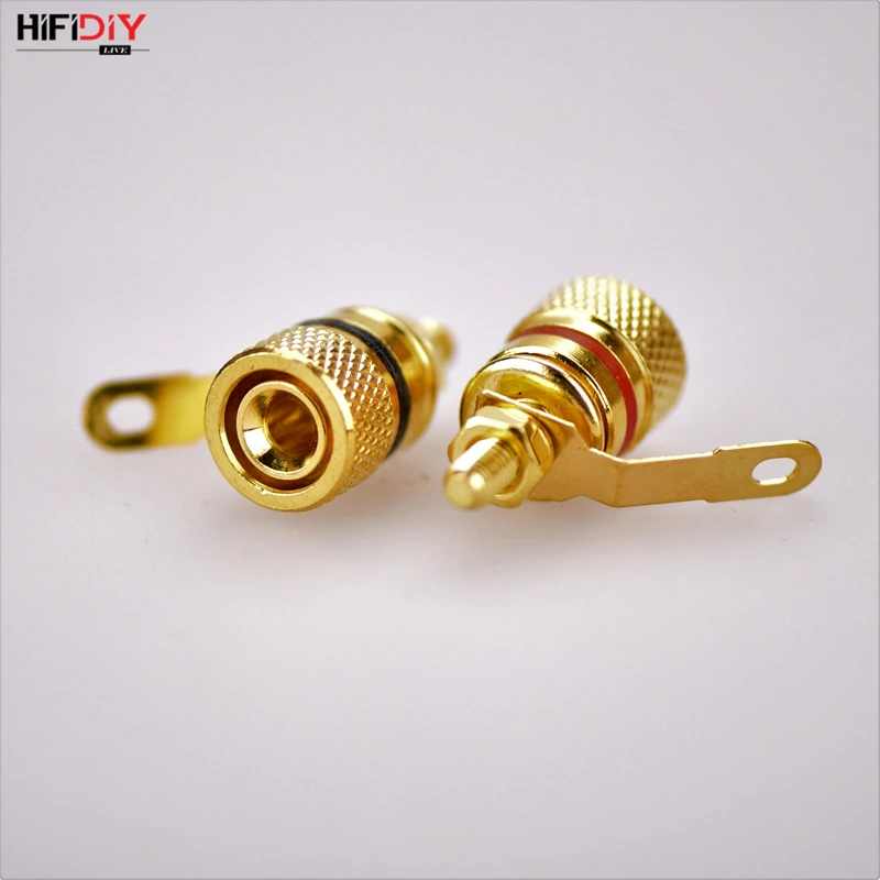 HIFIDIY 4PCS/Set speaker junction Box DIY terminal connector binding post HIFI amplifier Pure cupper Gold-plated Banana socket