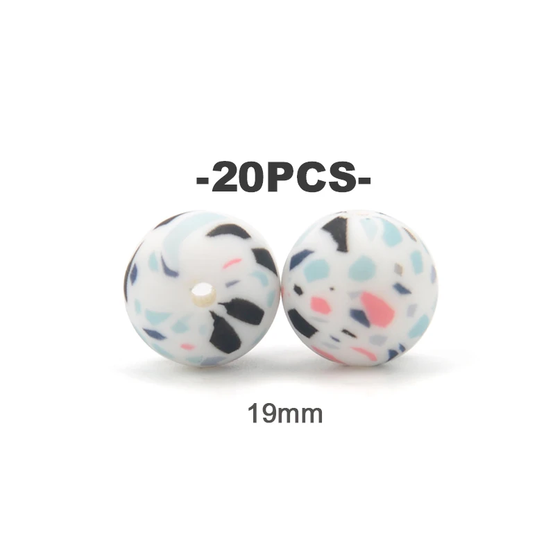 20Pcs 12/15/19mm Silikon Gedruckt Perlen Runde Blume Leopard Perlen DIY Schlüsselbund Halskette Armband zubehör Für Schmuck