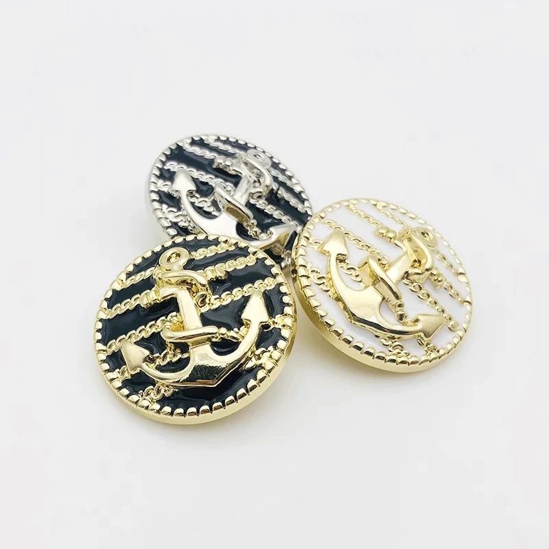 10pcs/lot 20/25mm Anchor Design Metal Clothing Buttons Golden&Black&Silver Vintage Buttons Handmade DIY Sewing Buttons for Coat