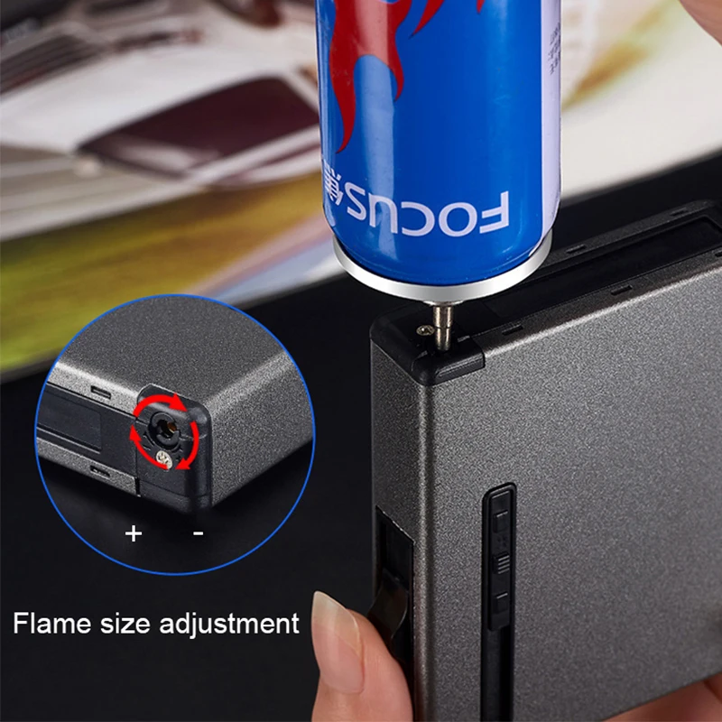 2 in 1 Cigarette Case & Lighters Metal Box Holder Windproof Flame Fire Gas Refillable Lighter