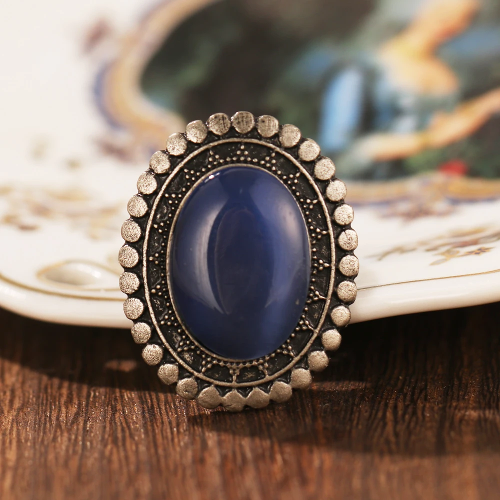 2020 Steampunk New Blue Cat Eye Ring Retro Cat Eye Jewelry Gift Ladies Mens