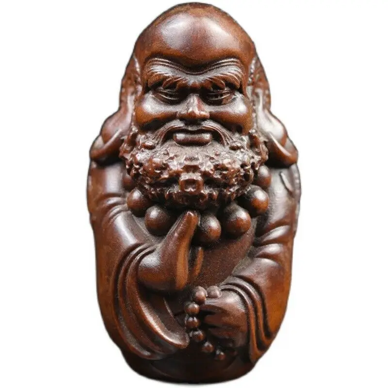 GY001 : 8 X 4.5 X 4.3 CM Hand Carved Boxwood Figurine - Damo Monk Man