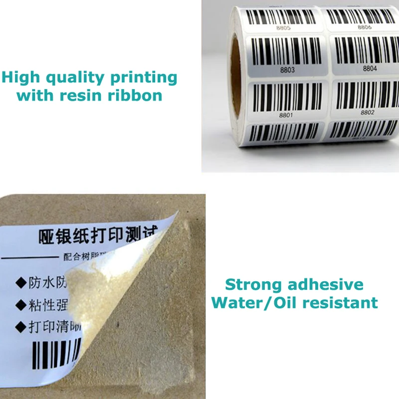 Matte Silver PET Barcode Label 100 90 80 70 60 40 50 30 20 Thermal Transfer Ribbon Printer Sticker