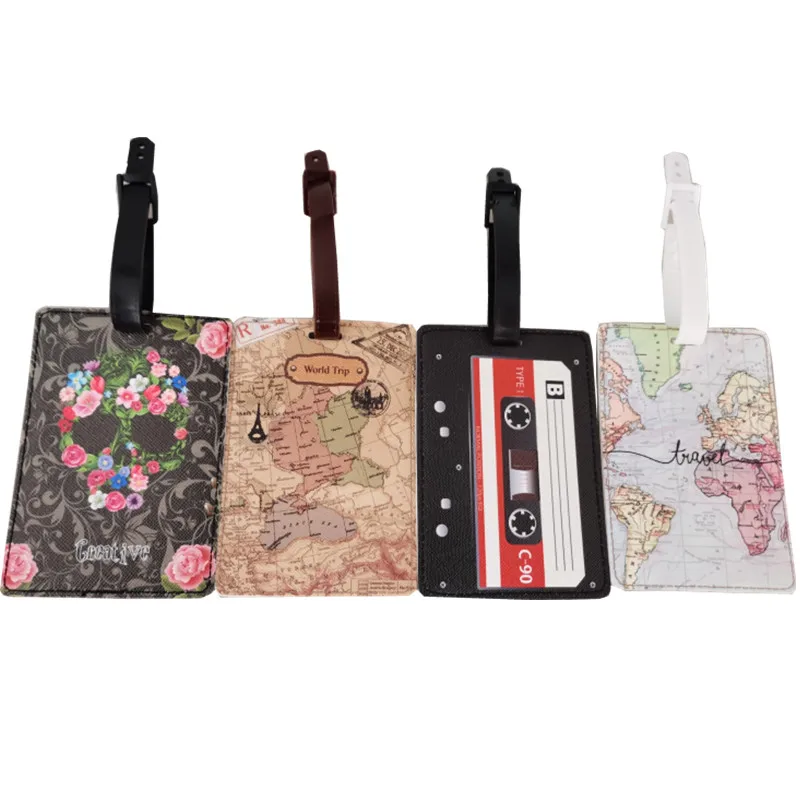 Creative World Map High Quality Luggage Tag Travel Accessories PU Suitcase ID Addres Holder Baggage Boarding Tag Portable Label