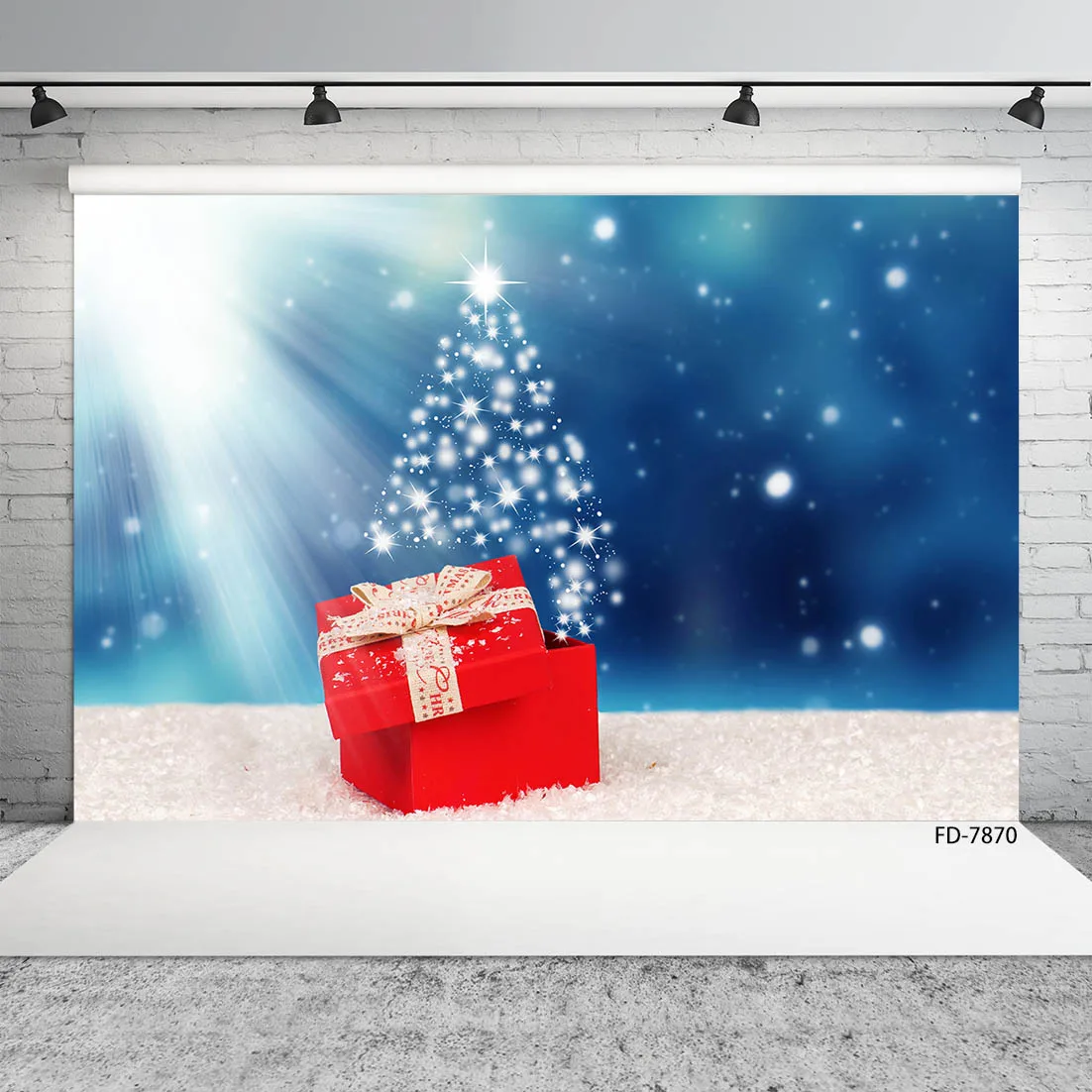 Фон для фотосъемки Рождество красный подарок снег синий боке стена Виниловый фон для детей вечерние фотосессия Фотостудия