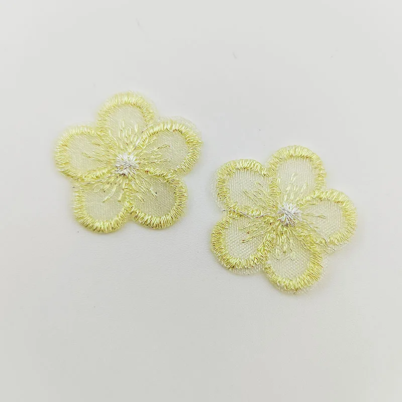 50 Stück/Los. 2,5 cm bestickte Netzblumen-Stoffaufnäher für Bekleidung, Nähzubehör, DIY-Haarspangen-Accessoires – Detail 5