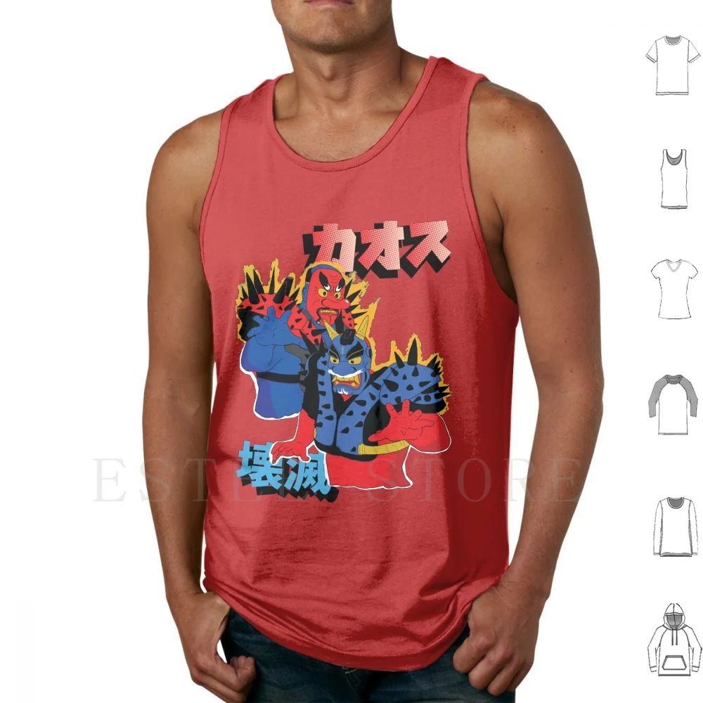 Chaos , Destruction Tank Tops Vest Cotton Wrestling Tengu Japan Oni Demon