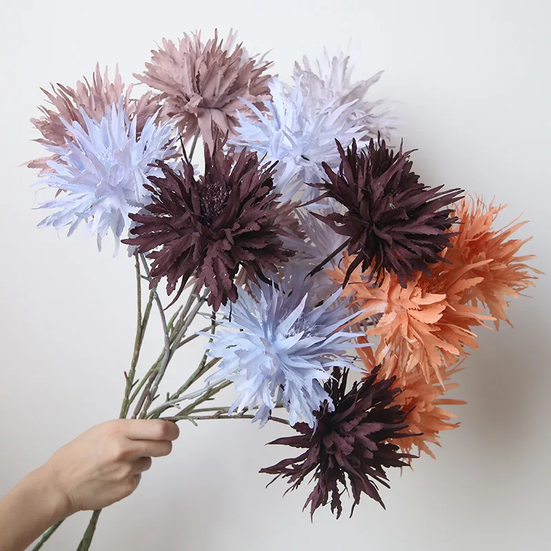 

Three-headed Thorn Chrysanthemum Artificial Daisy Display Flowers, Simulation Silk Boquet, Wedding Decoration, Home Decor