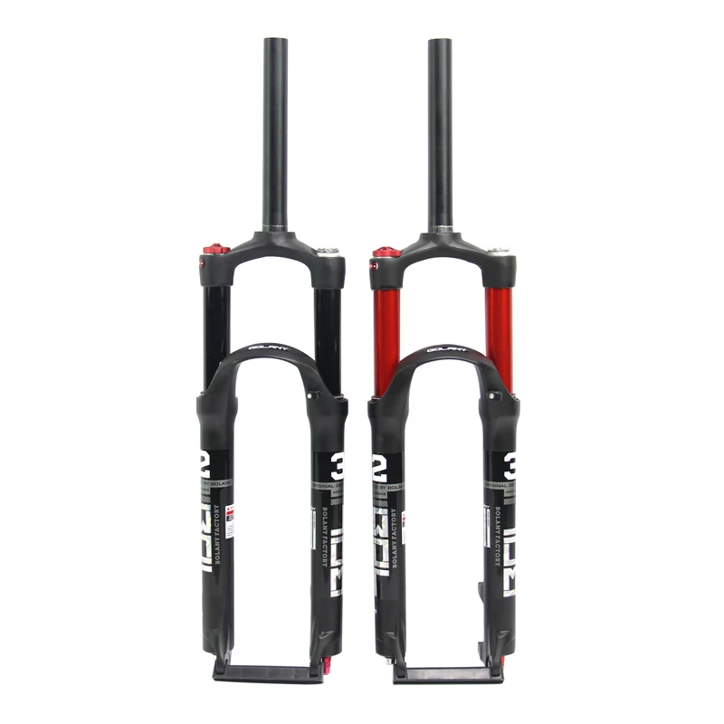 BOLANY MTB Bike Fork Dual Air damping Bicycle Front Suspension Straight Tube 26 27.5 29 inch Magnesium Alloy Quick Release 100mm