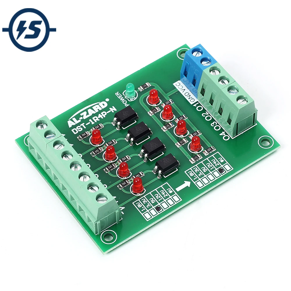 Optocoupler Isolator 5V to 24V PLC Signal Converter Level Voltage Board 4Bit Signal Level Voltage Converter Board