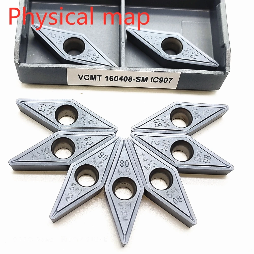 Ferramenta de rotação interna vcmt160408 sm ic907/ic908, vcmt 160408, inserções de carboneto, para torno cnc, ferramentas de corte de giro