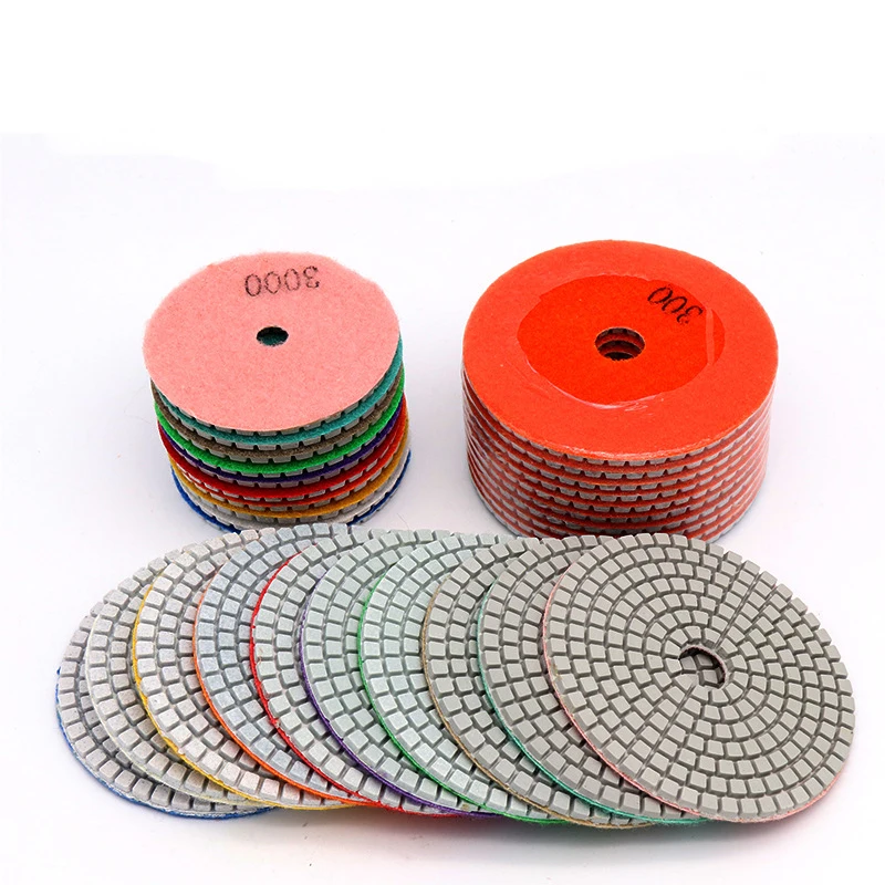Almofada de polimento de diamante úmida e seca, discos flexíveis de moagem, pedra de mármore de granito, 2PCs, 3 em, 4 em
