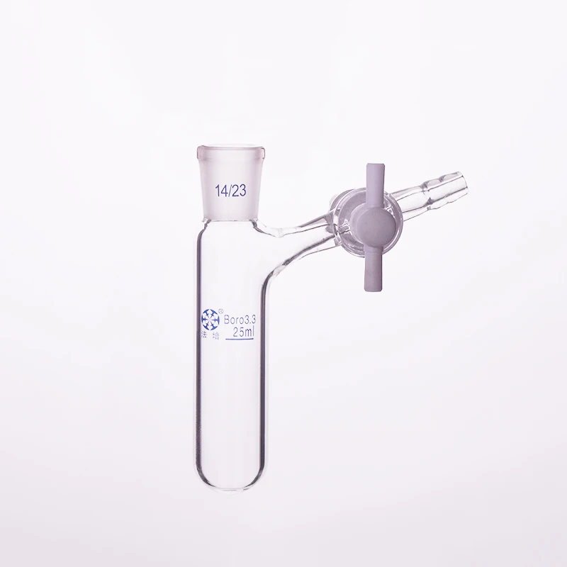 

Reaction tube with PTFE valve and standard ground mouth,Capacity 25ml and joint 14/23,High borosilicate glass