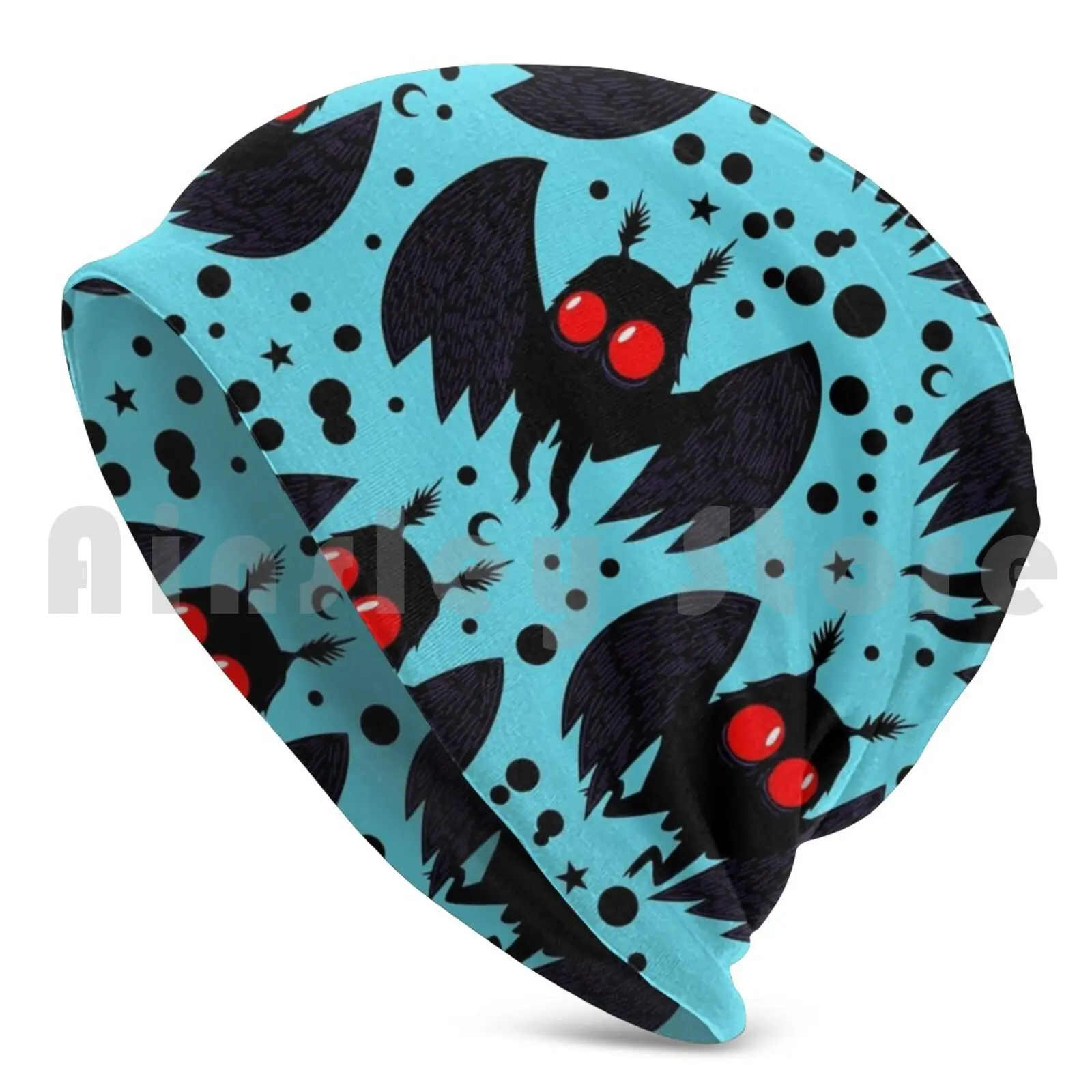 Mothman Blue Night Beanie Hedging Cap DIY Print Cushion Mothman Cryptid Cryptozoology Monster Cute Point Pleasant West