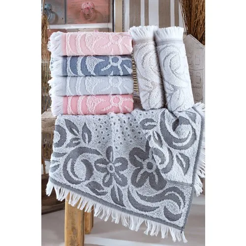 3D Tribal Jacquard Fringed 6 Pcs 50 X90 cm Hand and Face Towel Set