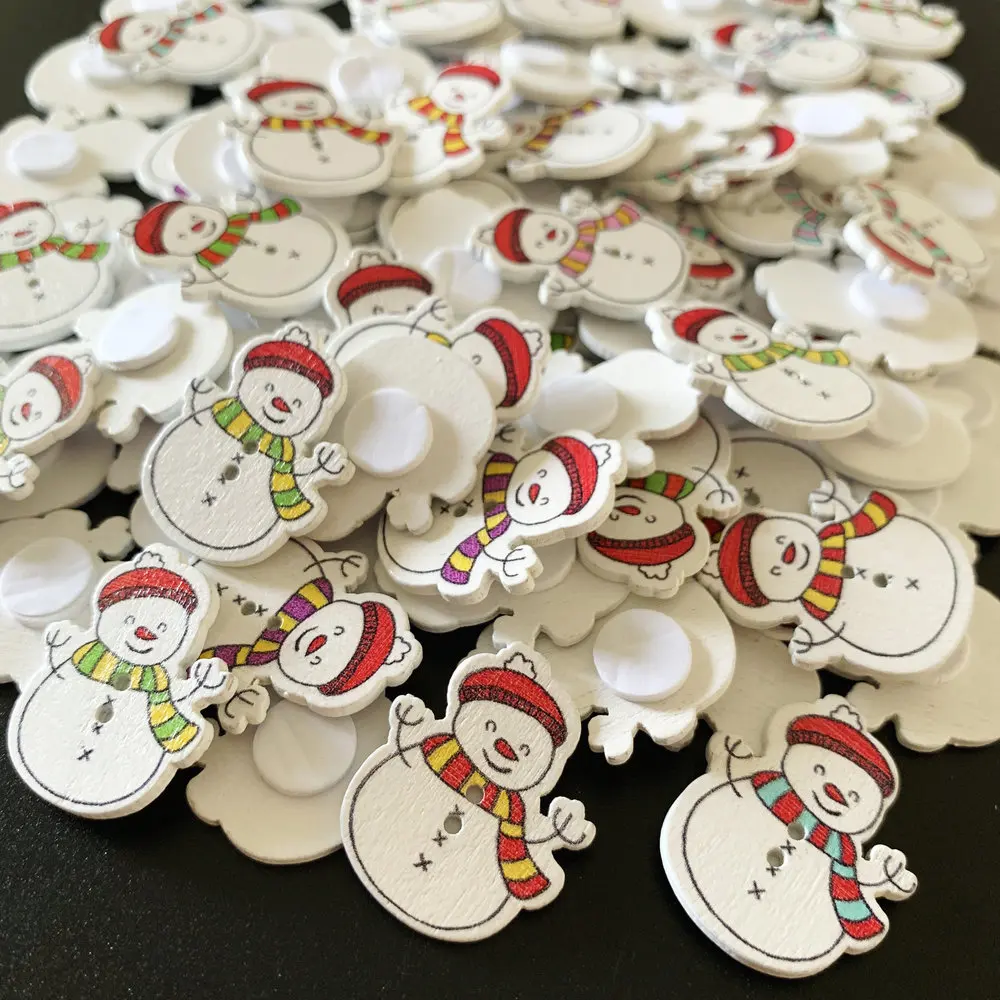 50PCS/LOT,Christmas snowman wood button,snowman button.Kids room decoration.DIY craft material,Scrapbooking kit Lacing beading